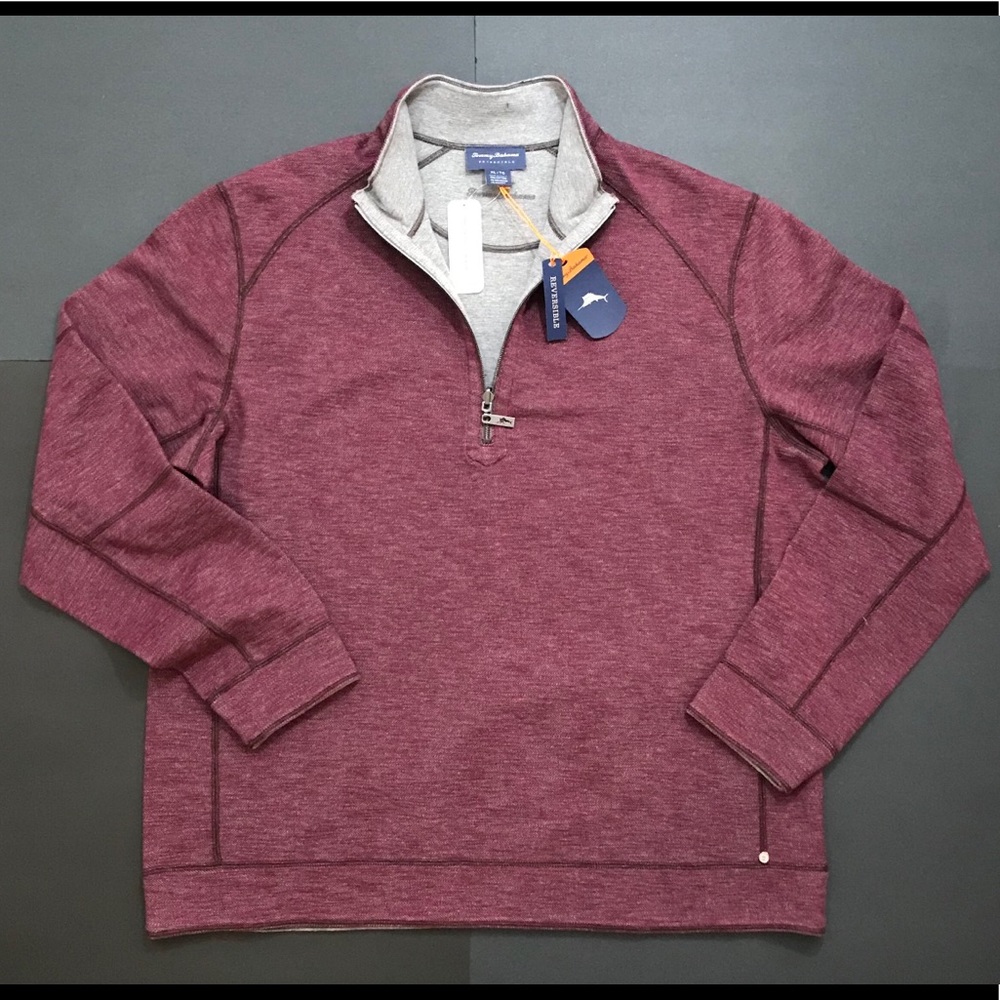 ‼️SOLD‼️ TOMMY BAHAMA Men’s Maroon Gray Pullover - Picture 1 of 8